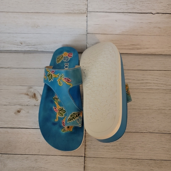 40% OFF SALE-CORKYS- DOROTHY TURQUOISE FLORAL SANDALS - Picture 7 of 7